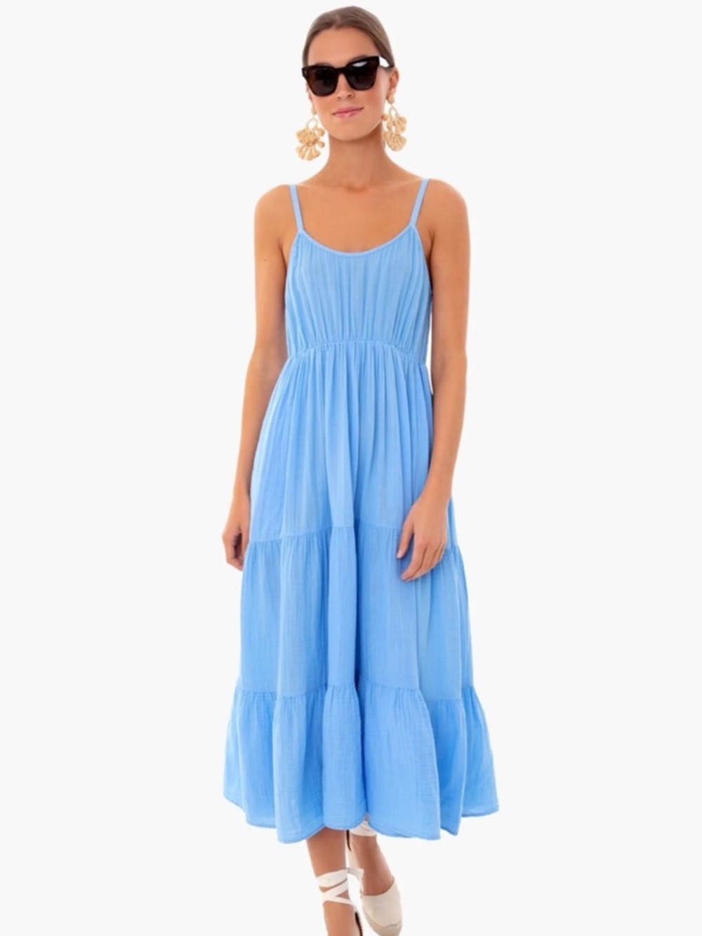 Xirena Ali Cotton Gauze tiered dress in Clear Skies Blue Size  XS